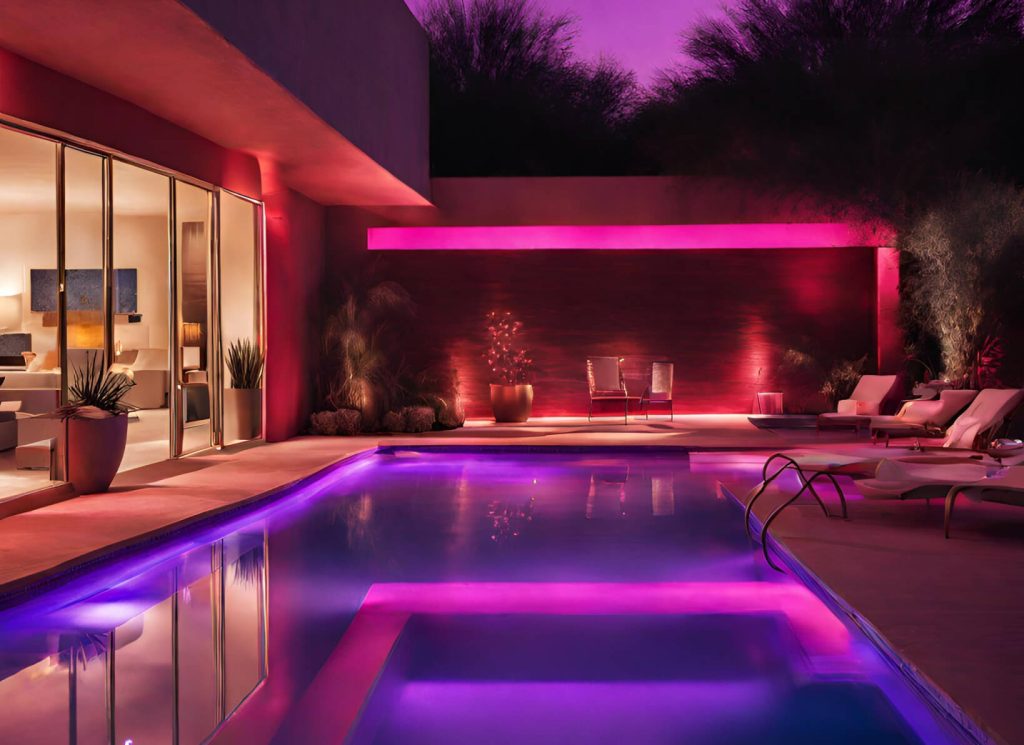Pool with ambient lighting in Phoenix Arizona