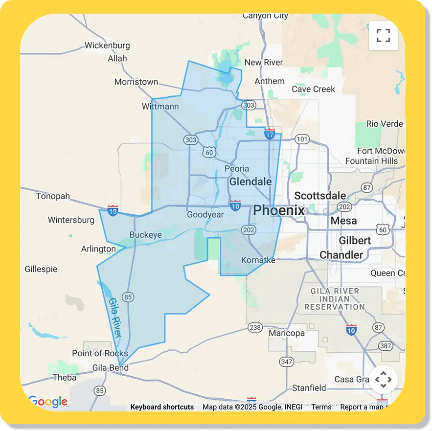 Pool Care AZ Repair Service Area Map